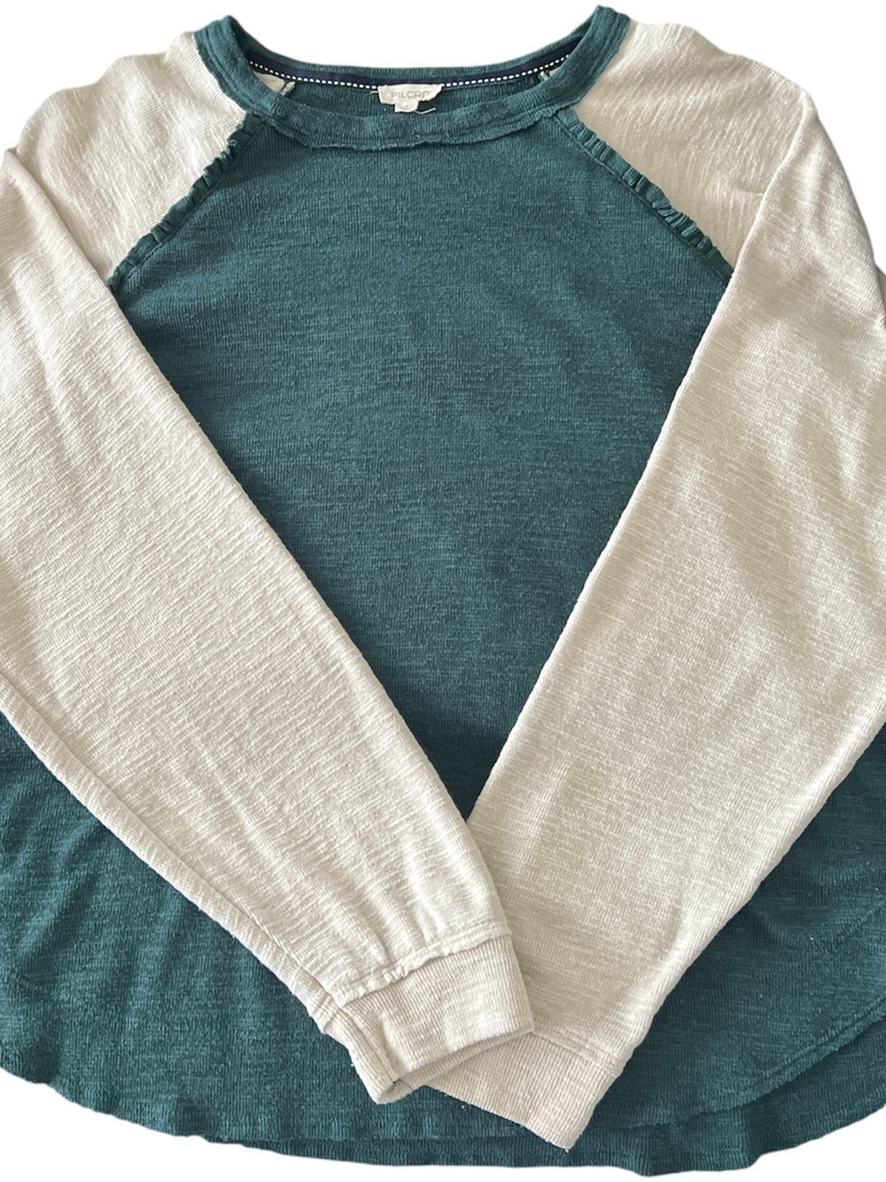 SOLD!!! Pilcro Teal and Cream Raglan Sweater
